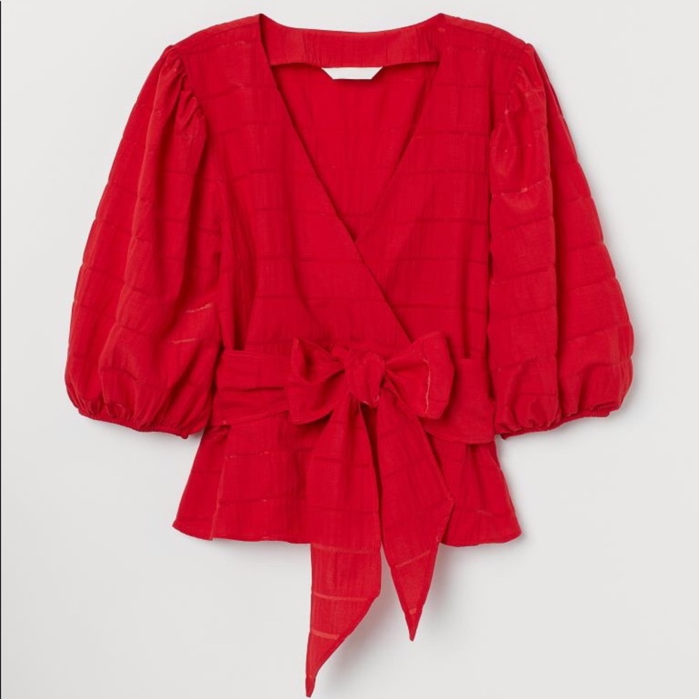 H&M puff sleeved wrapover blouse - worn once!